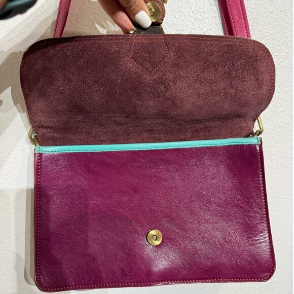 Pink Zebra Leather Crossbody Purse - Picture 3 of 12